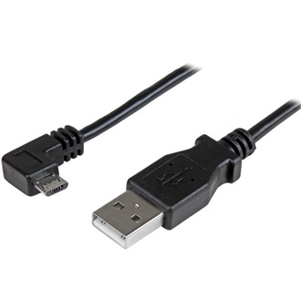 StarTech USB-A 2.0 -> USB-B 2.0 micro M/M adatkábel 1m fekete egyenes/90° jobb, 30/24 AWG