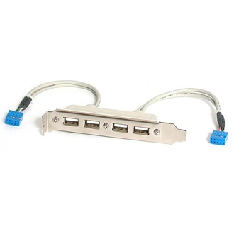 StarTech 2db USB-A Pinheader 9pin -> 4db USB-A 2.0 F/F hátlapi kivezetés 0.3m