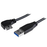 StarTech USB-A 3.0 -> USB-B 3.0 micro M/M adatkábel fekete egyenes/90° bal