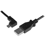 StarTech USB-A 2.0 -> USB-B 2.0 micro M/M adatkábel fekete egyenes/90° bal 