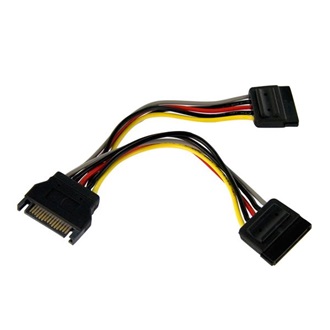 StarTech SATA Power 15pin -> 2db SATA Power 15pin F/M tápkábel 0.18m