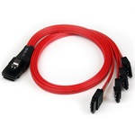 StarTech SAS mini SFF-8087 -> 4db SATA M/F adatkábel 0.5m piros