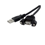 StarTech USB A M/F adatkábel 0.3m panel-mount fekete