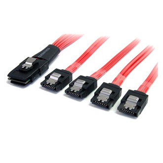 StarTech SAS mini SFF-8087 -> 4db SATA M/F adatkábel 1m piros