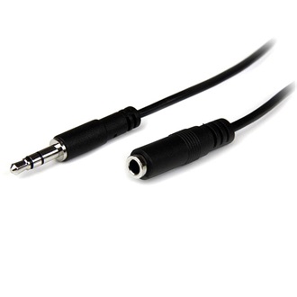 StarTech Jack stereo 3,5mm M/F audio kábel 1m SLIM hosszabbító fekete