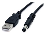 StarTech USB-A 2.0 -> DC 5.5 x 2.1mm M/M tápkábel 0.9m fekete