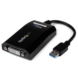 StarTech USB-A 3.0 -> VGA DVI-I M/F adapter 0.15m fekete