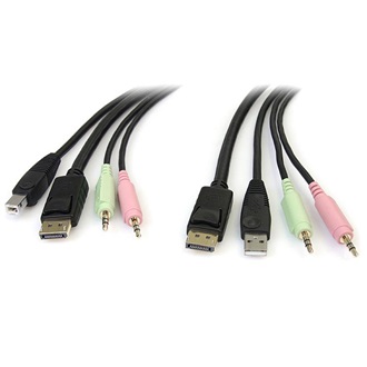 StarTech Displayport USB Jack stereo 3,5mm M/M KVM switch adatkábel 1.8m fekete