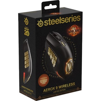 Steelseries Aerox 9 Wireless WOW Edition optikai Bluetooth / vezeték nélküli gaming egér fekete-arany