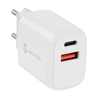TACTICAL BASE PLUG DUAL hálózati töltő USB+Type-C aljzat 20W, PD gyorstöltő, FEHÉR