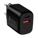 TACTICAL BASE PLUG DUAL hálózati töltő USB+Type-C aljzat 20W, PD gyorstöltő, FEKETE