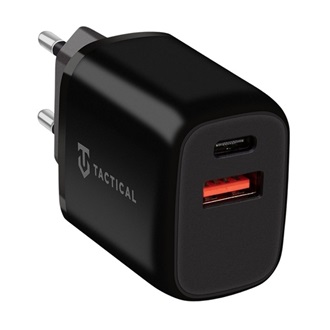 TACTICAL BASE PLUG DUAL hálózati töltő USB+Type-C aljzat 20W, PD gyorstöltő, FEKETE