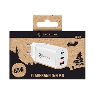 TACTICAL FLASHBANG 2.0 hálózati töltő USB+2 Type-C aljzat 65W, gyorstöltő, FEHÉR