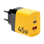 TACTICAL MICROGRID hálózati töltő USB+Type-C aljzat 45W, PD gyorstöltő 3.0, CITROMSÁRGA