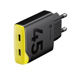 TACTICAL MINIMI hálózati töltő 2 Type-C aljzat 45W, gyorstöltő, FEKETE