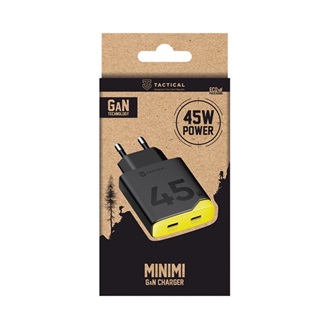 TACTICAL MINIMI hálózati töltő 2 Type-C aljzat 45W, gyorstöltő, FEKETE