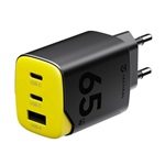 TACTICAL MINIMI hálózati töltő USB+2 Type-C aljzat 65W, gyorstöltő, FEKETE