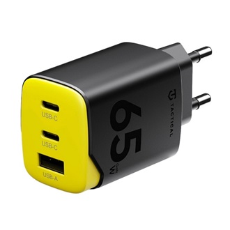 TACTICAL MINIMI hálózati töltő USB+2 Type-C aljzat 65W, gyorstöltő, FEKETE