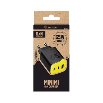 TACTICAL MINIMI hálózati töltő USB+2 Type-C aljzat 65W, gyorstöltő, FEKETE