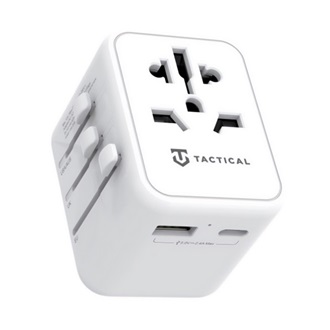 TACTICAL PTP ADAPTER utazó töltő USB+Type-C aljzat 12W, AU, FEHÉR
