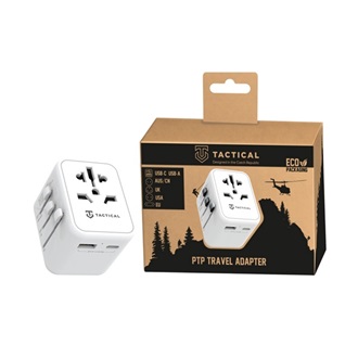 TACTICAL PTP ADAPTER utazó töltő USB+Type-C aljzat 12W, AU, FEHÉR