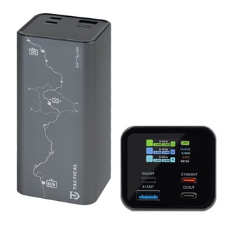 TACTICAL SQUAD BATTALION vésztöltő USB+2 Type-C aljzat 20000mAh, LED kijelző, SÖTÉTSZÜRKE