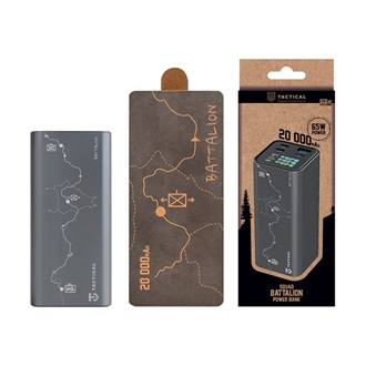 TACTICAL SQUAD BATTALION vésztöltő USB+2 Type-C aljzat 20000mAh, LED kijelző, SÖTÉTSZÜRKE