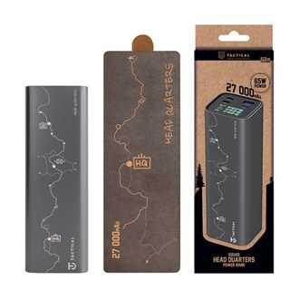 TACTICAL SQUAD HEAD QUARTERS vésztöltő USB+2 Type-C aljzat 27000mAh, LED kijelző, SÖTÉTSZÜRKE