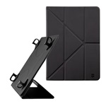 TACTICAL STEALTH tok álló, bőr hatású FLIP, 9-11" méret, FEKETE