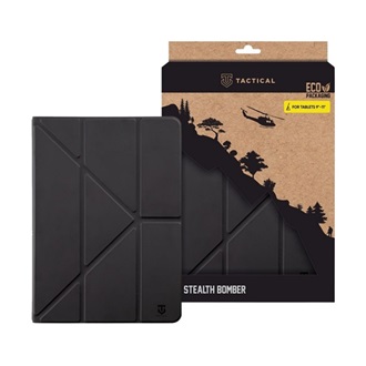 TACTICAL STEALTH tok álló, bőr hatású FLIP, 9-11" méret, FEKETE