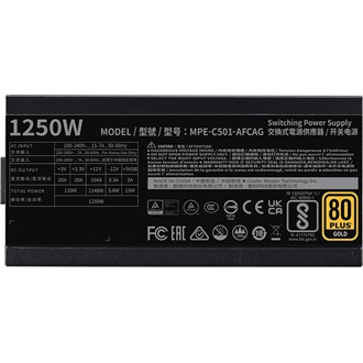 TÁP Cooler Master 1250W - MWE Gold 1250 - MPE-C501-AFCAG-3EEU - 80+ Gold ATX3.1 - Fekete Tápegység