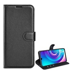 TCL 30 4G Gigapack tok álló, bőr hatású FLIP, prémium, FEKETE