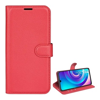 TCL 30 4G Gigapack tok álló, bőr hatású FLIP, prémium, PIROS