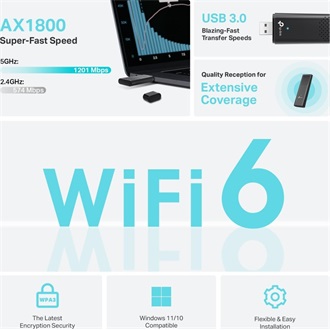 TP-Link Archer TX20U AX1800 1,8Gb/s USB-A Dual-Band Wi-Fi hálózati adapter