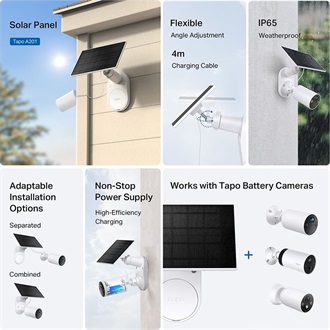 TP-Link Tapo A201 smart home 1db USB-C napelem 4.05m fehér IP65