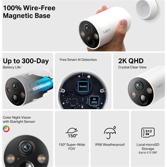 TP-Link Tapo C425 Kit Wi-Fi smart home kültéri IP kamera 10000mAh IP66