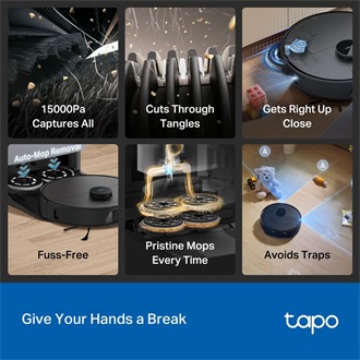 TP-Link Tapo RV50 Pro Omni smart home robot porszívó fekete