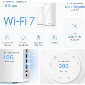 TP-Link Deco BE85 BE19000 Tri-Band Wi-Fi mesh system kit (2db)
