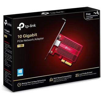 TP-Link TX401 10Gb/s PCIe x4 RJ45 hálózati adapter low profile +1,5m CAT6 kábel