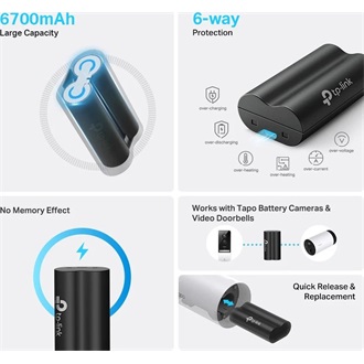TP-Link Tapo A100 IP kamera 6700mAh akkumulátor 1db fekete