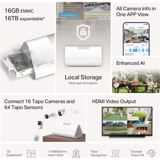TP-Link Tapo H500 HomeBase Wi-Fi okosotthon vezérlő fehér