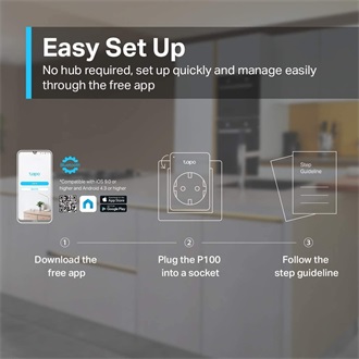 TP-Link Tapo P115 smart home 1db villásdugó CEE 7/3 (EU) smart plug fehér (4db)