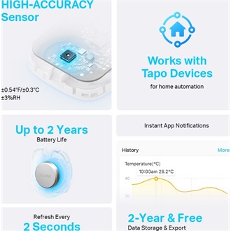 TP-Link Tapo T310 hőmérséklet + páratartalom érzékelő fehér