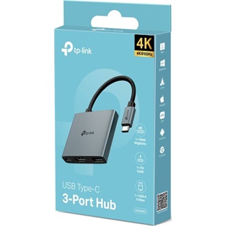 TP-Link UH3020C HUB 3-port 100W USB-C dokkoló szürke