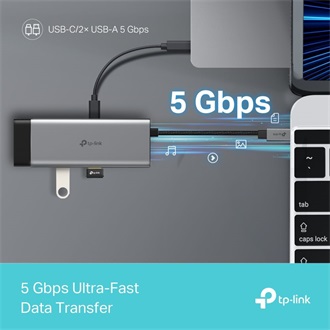 TP-Link UH5020C HUB 5-port 100W USB-C dokkoló szürke