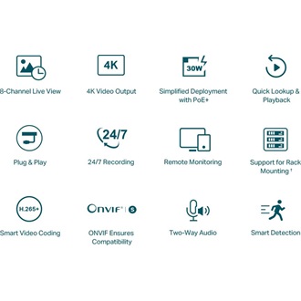 TP-Link VIGI NVR1008H-8P hálózati video rögzítő NVR