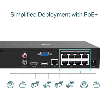 TP-Link VIGI NVR1008H-8P hálózati video rögzítő NVR