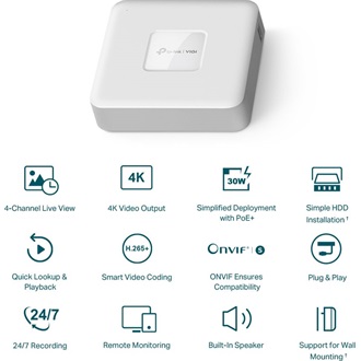 TP-Link Vigi NVR1104H-4P hálózati video rögzítő NVR