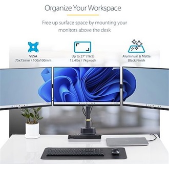 StarTech TRIPLE MONITOR DESK MOUNT TO 27INCH SCREENS SPRING ARMS
