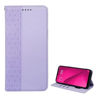 T Phone 2 5G Gigapack Tok álló, bőr hatású FLIP, lóhere, VILÁGOSLILA